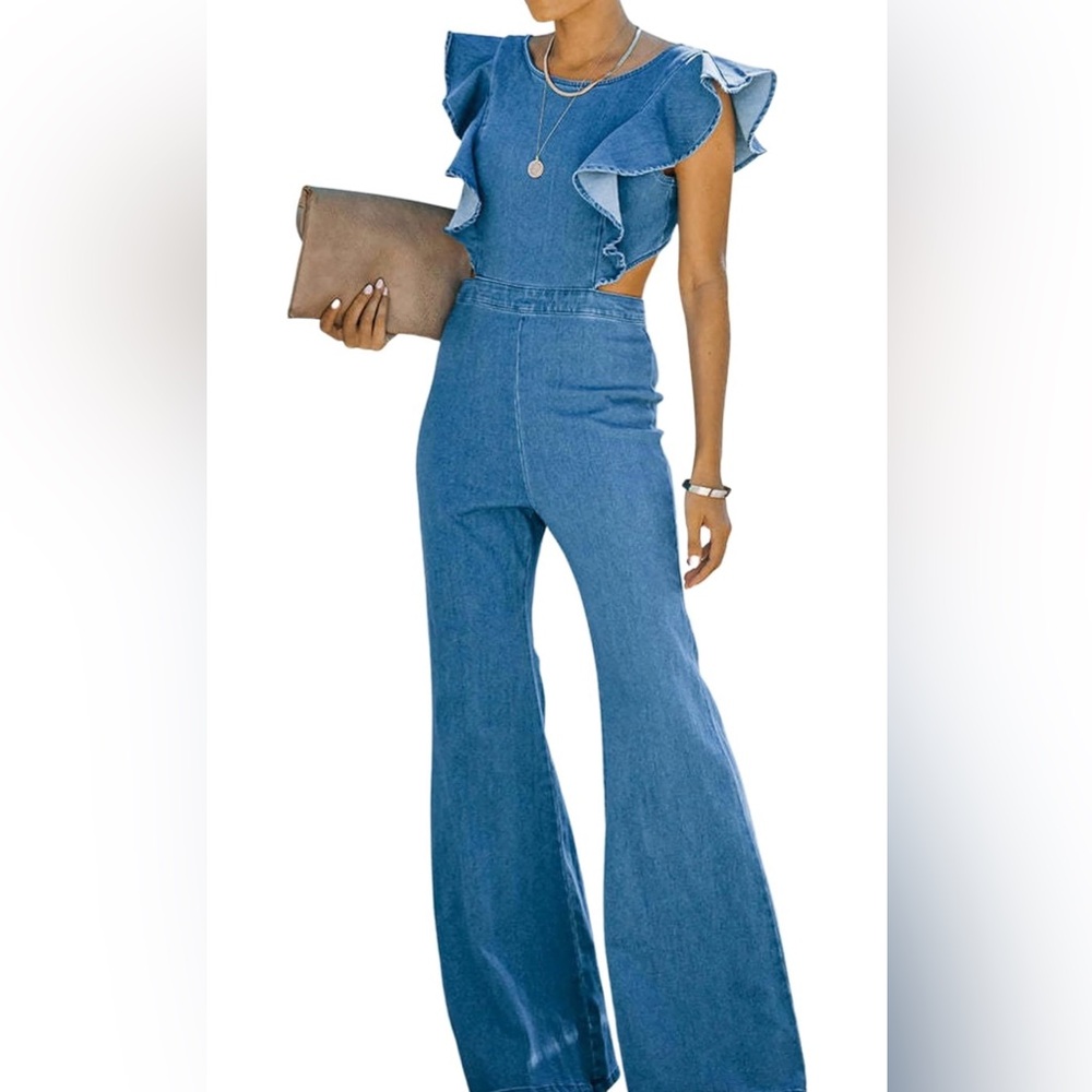 Vici 70s style jean jumpsuit